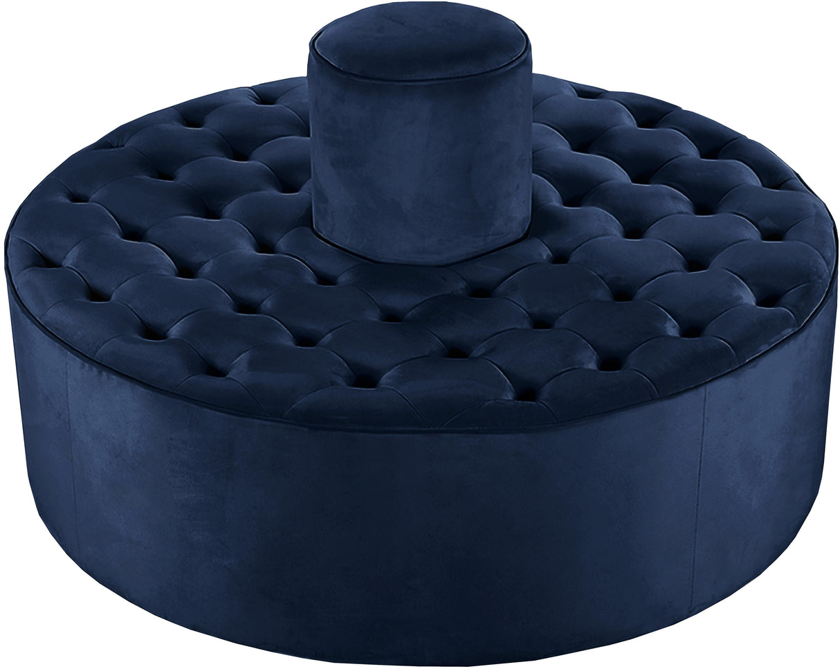 Banquet Navy Velvet Ottoman/Bench - galleria furniture outlet