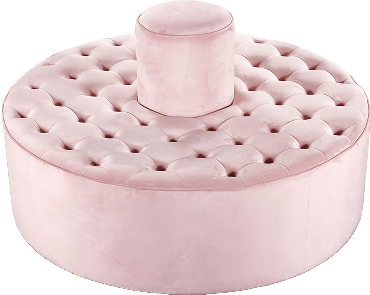 Banquet Pink Velvet Ottoman/Bench - galleria furniture outlet