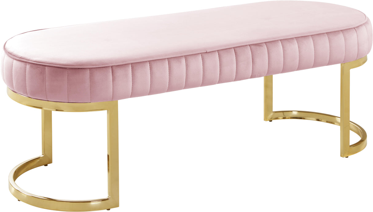 Lemar Pink Velvet Bench - galleria furniture outlet