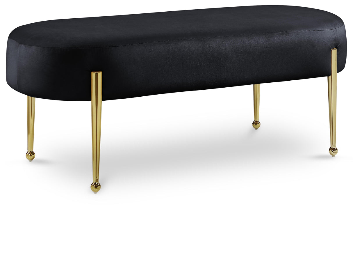 Gia Black Velvet Bench - galleria furniture outlet