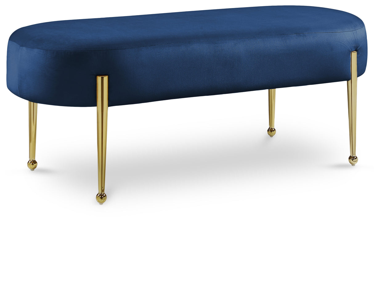 Gia Navy Velvet Bench - galleria furniture outlet