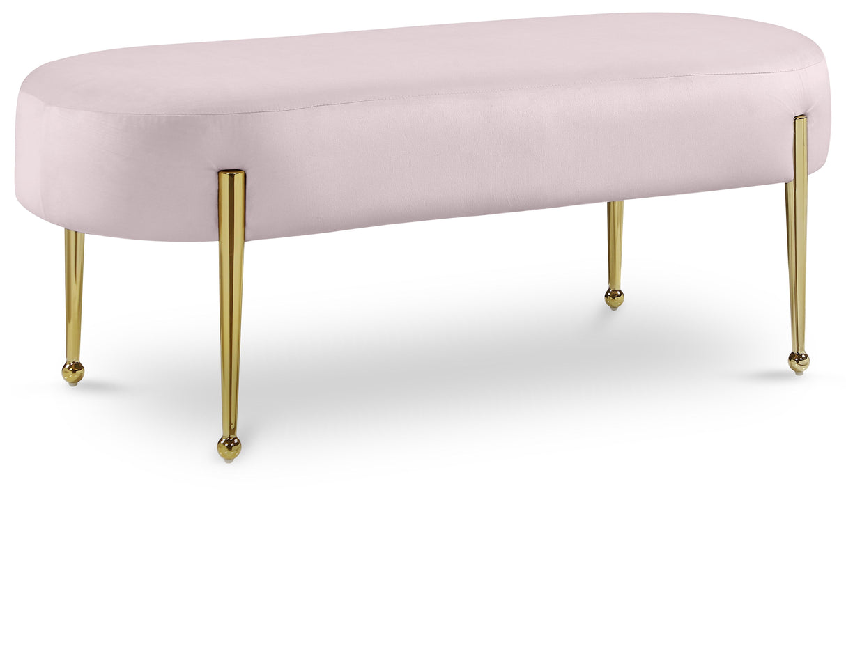 Gia Pink Velvet Bench - galleria furniture outlet