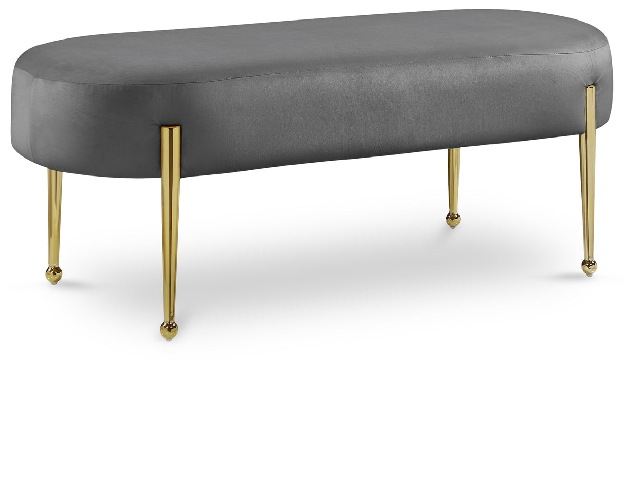 Gia Grey Velvet Bench - galleria furniture outlet