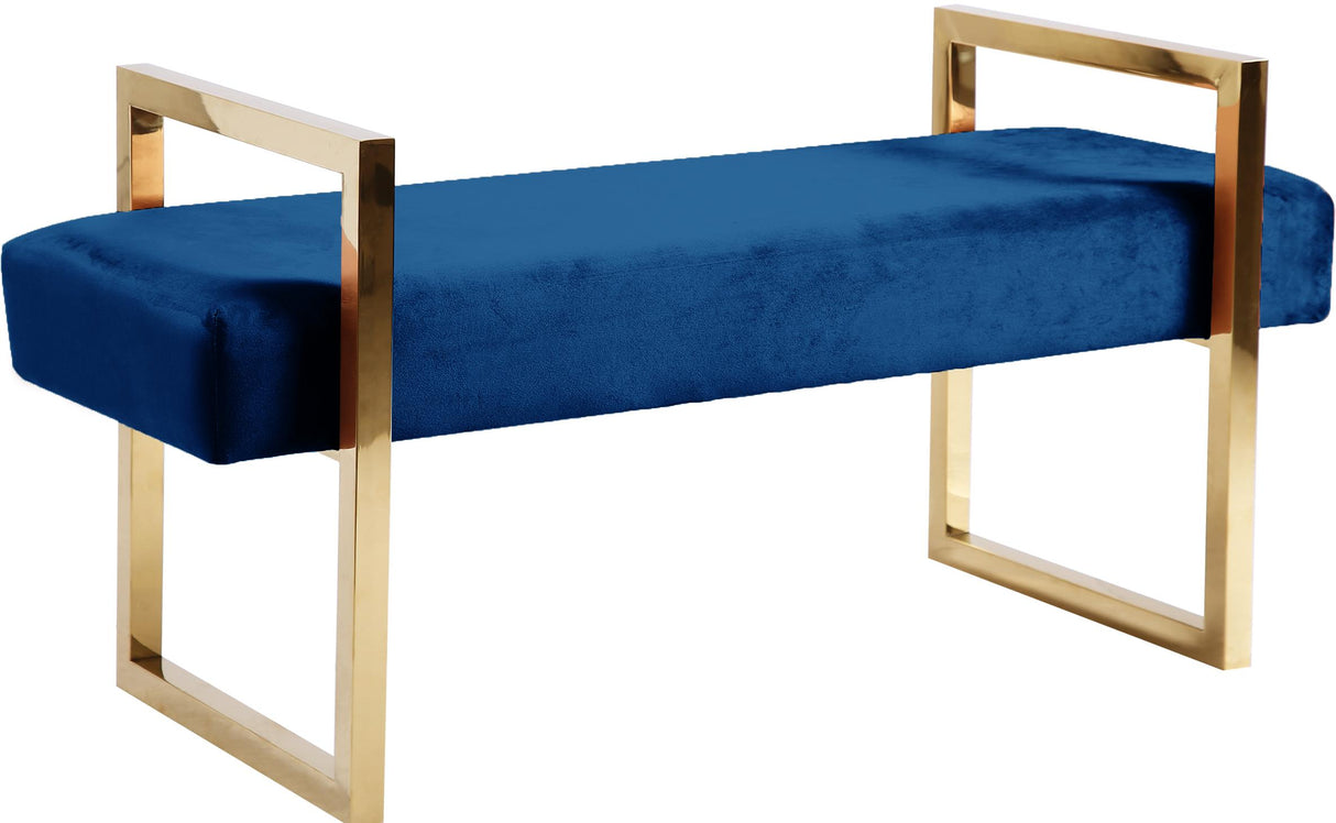 Olivia Navy Velvet Bench - galleria furniture outlet