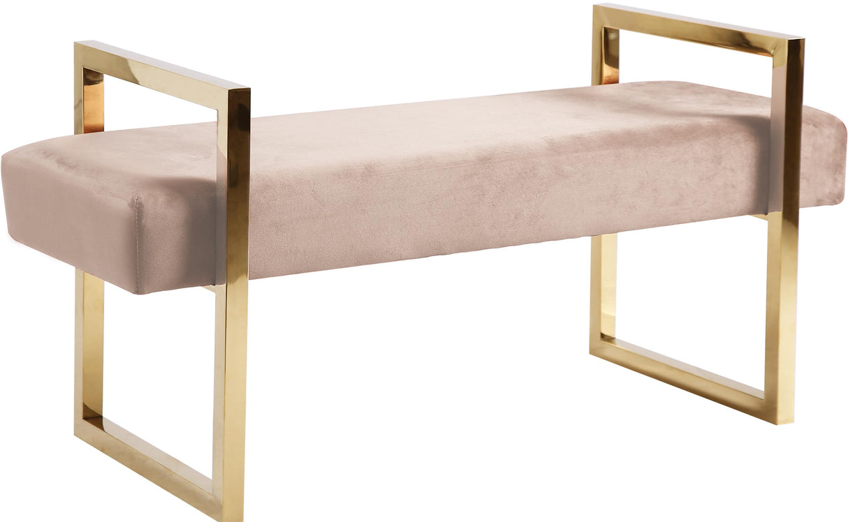 Olivia Pink Velvet Bench - galleria furniture outlet