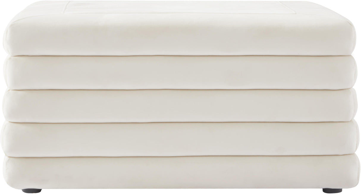 Lorenzo Cream Velvet Ottoman
