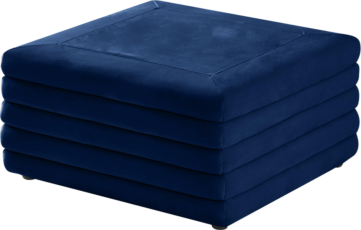 Lorenzo Navy Velvet Ottoman - galleria furniture outlet