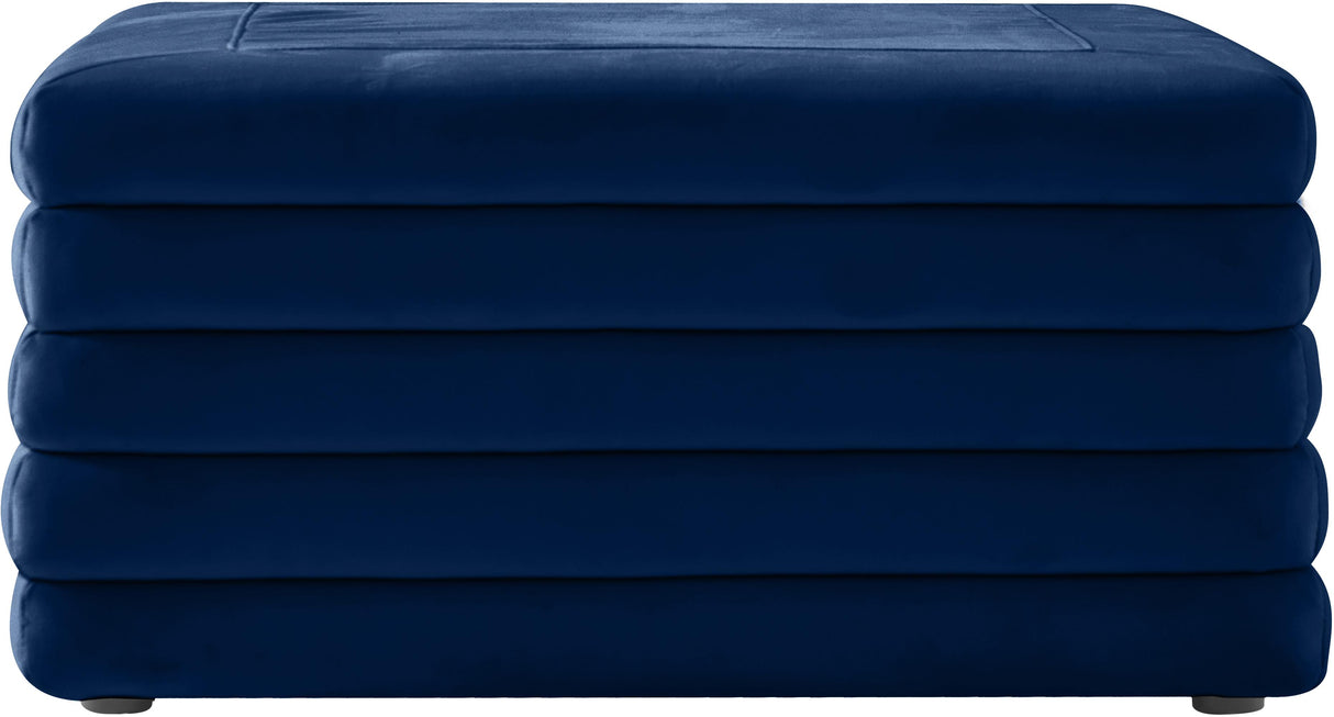 Lorenzo Navy Velvet Ottoman - galleria furniture outlet
