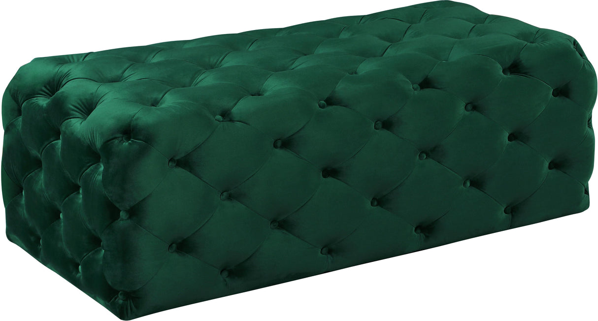 Casey Green Velvet Ottoman/Bench - galleria furniture outlet