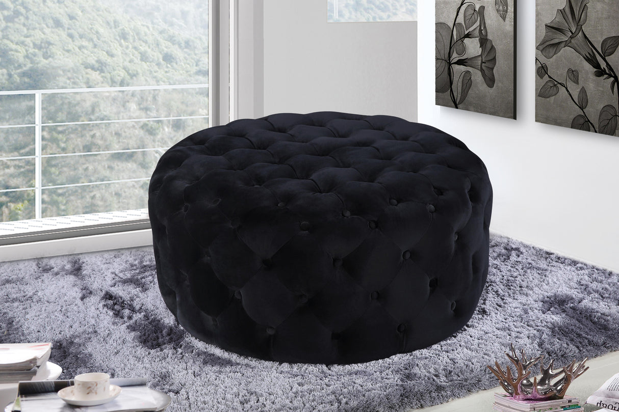 Addison Black Velvet Ottoman/Bench - galleria furniture outlet