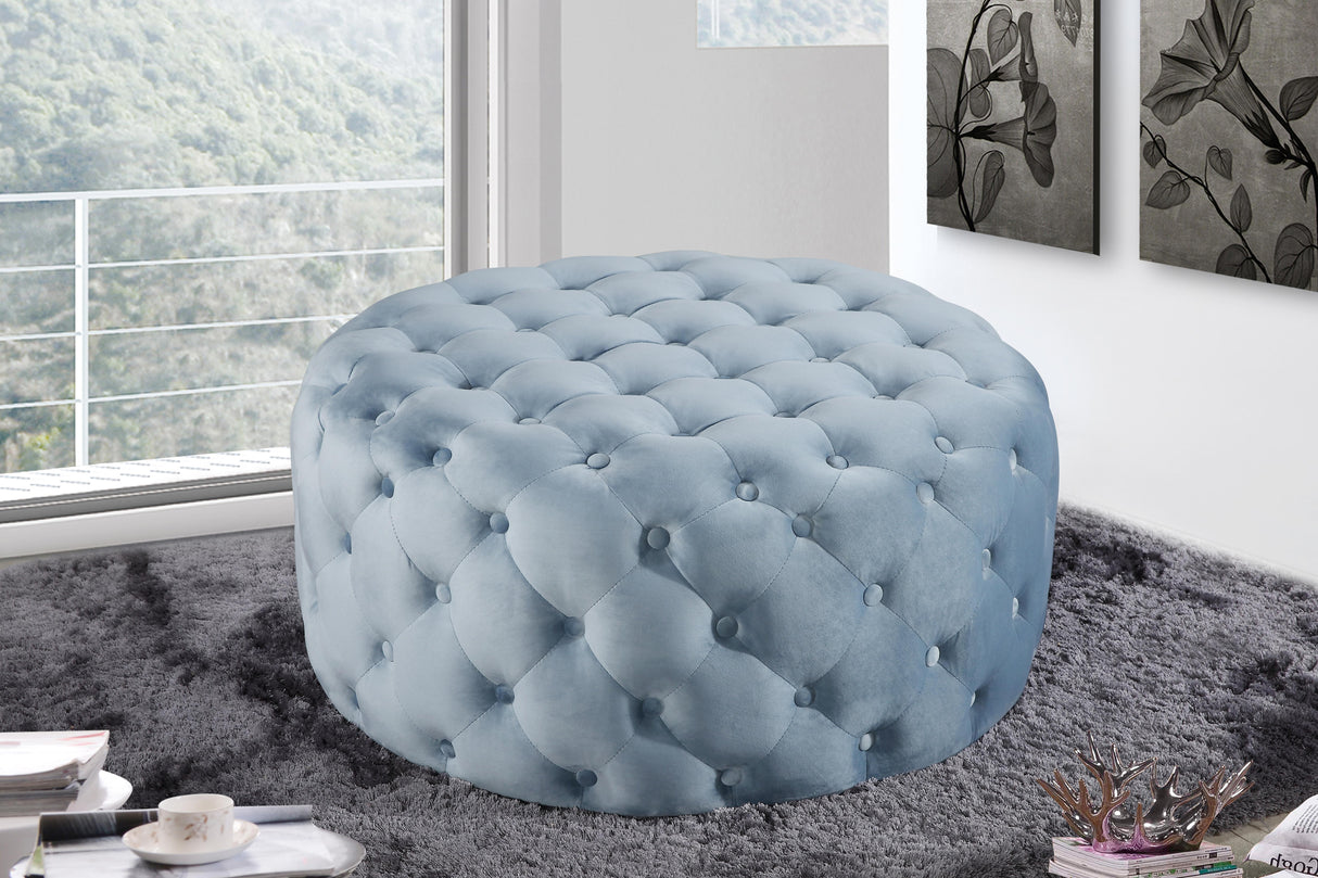 Addison Sky Blue Velvet Ottoman/Bench - galleria furniture outlet