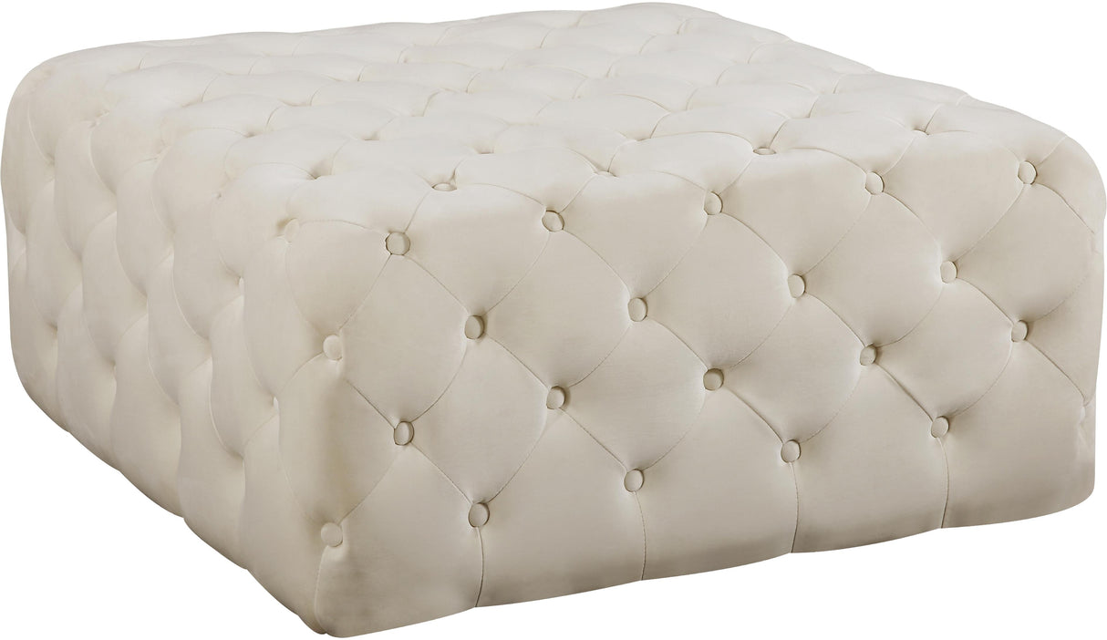 Ariel Cream Velvet Ottoman/Bench - galleria furniture outlet