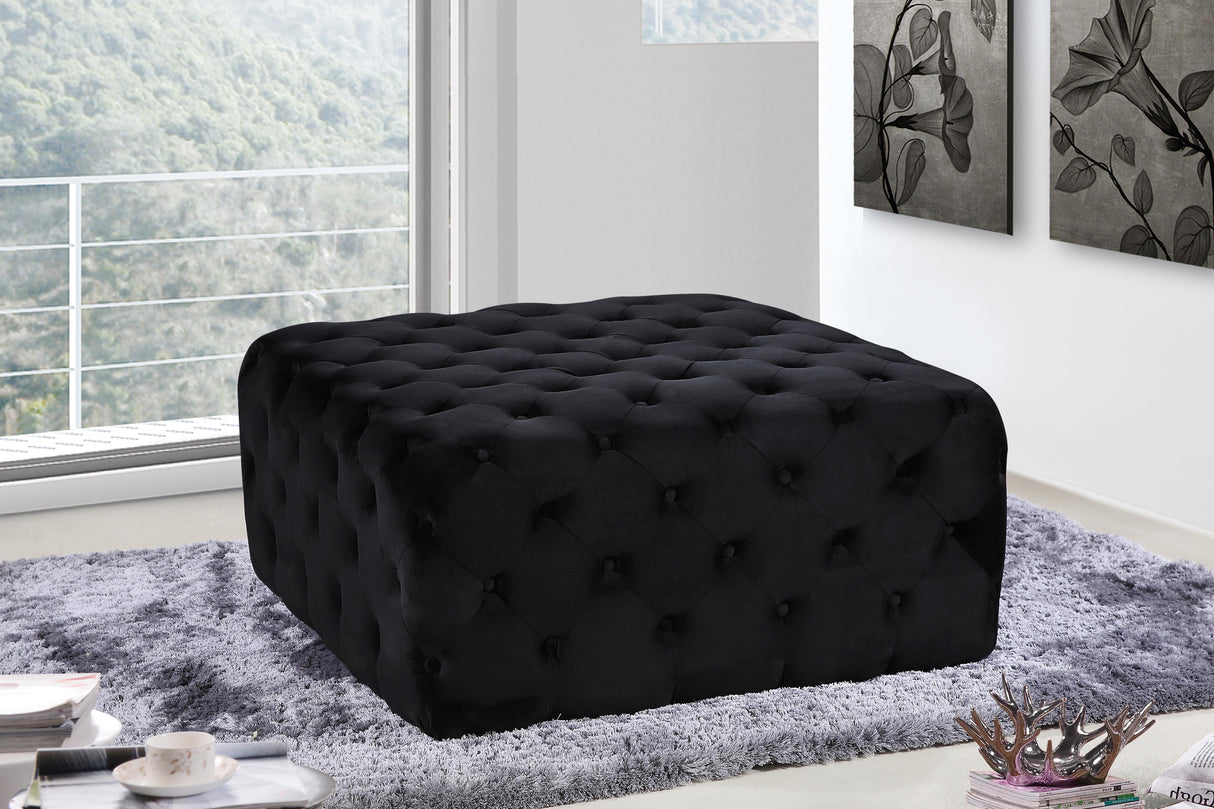 Ariel Black Velvet Ottoman/Bench - galleria furniture outlet