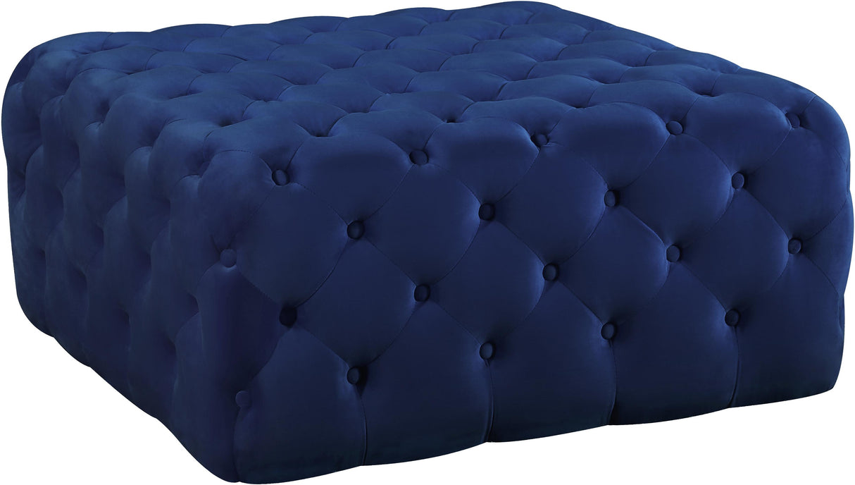 Ariel Navy Velvet Ottoman/Bench - galleria furniture outlet