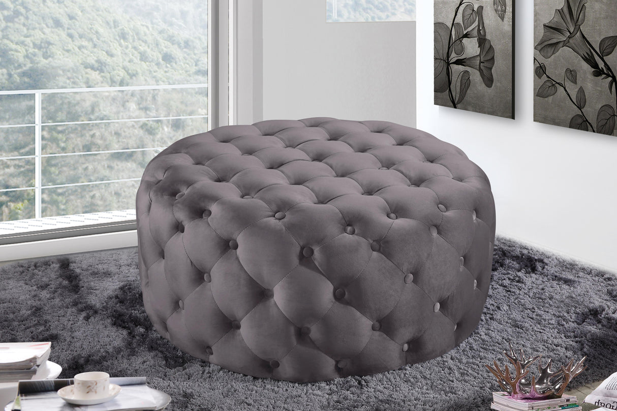 Addison Grey Velvet Ottoman/Bench - galleria furniture outlet