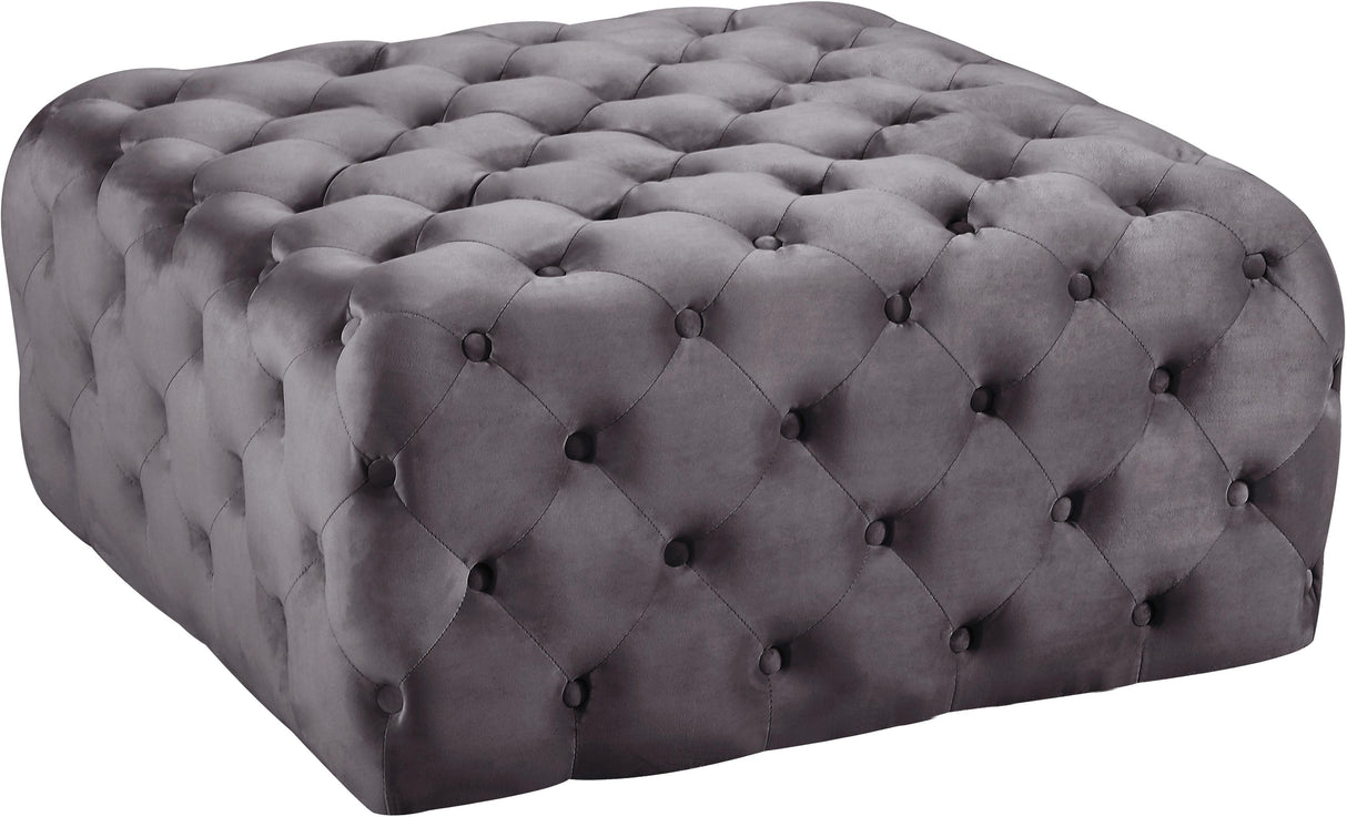 Ariel Grey Velvet Ottoman/Bench - galleria furniture outlet