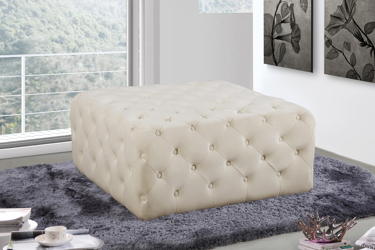 Ariel Cream Velvet Ottoman/Bench - galleria furniture outlet