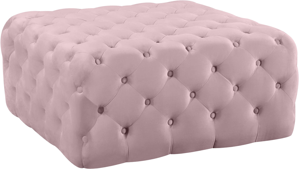 Ariel Pink Velvet Ottoman/Bench - galleria furniture outlet