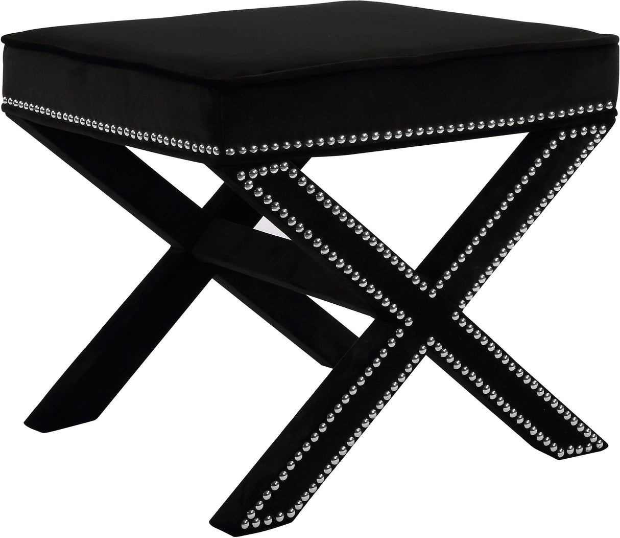 Nixon Black Velvet Ottoman/Bench - galleria furniture outlet