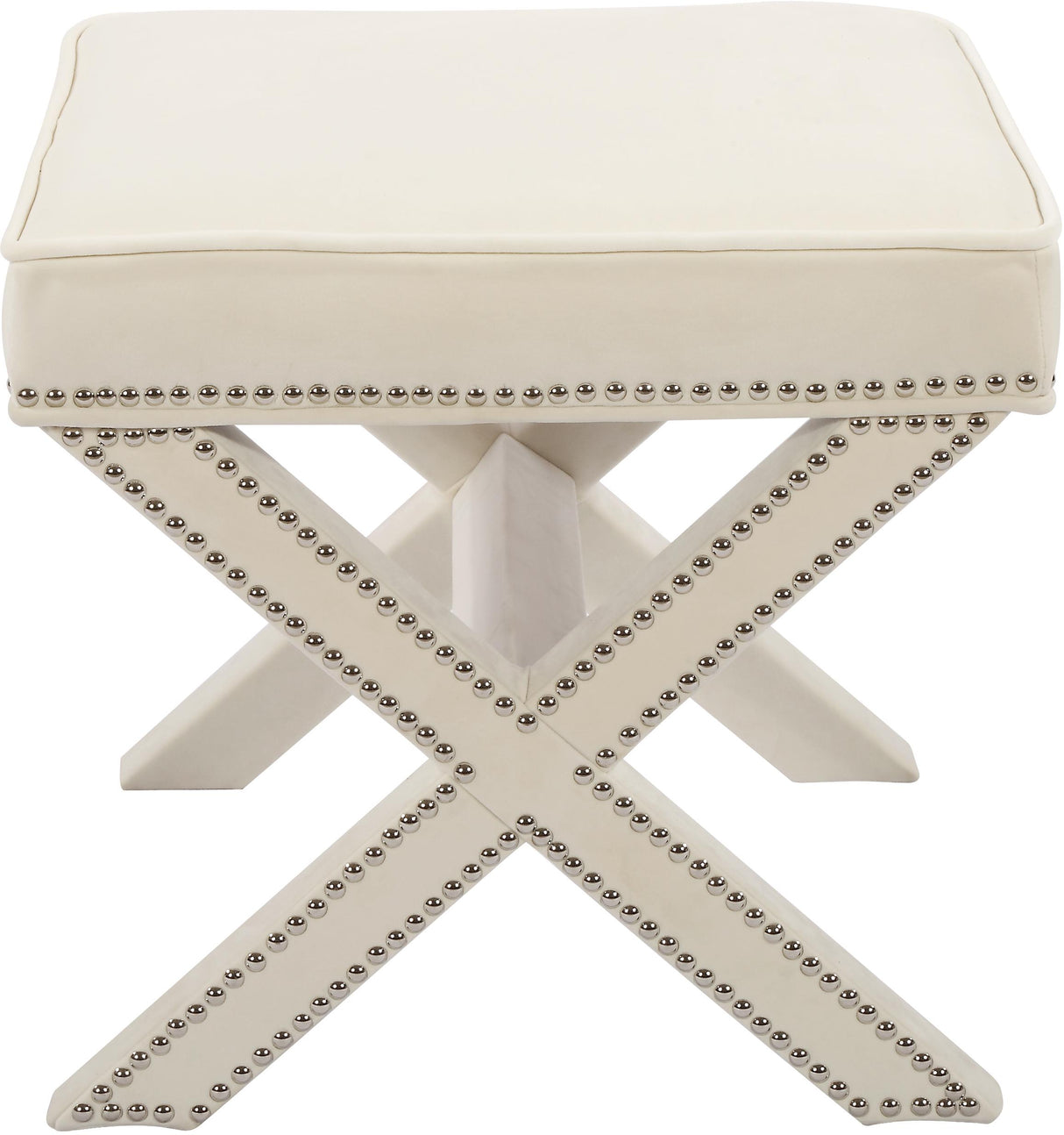 Nixon Cream Velvet Ottoman/Bench - galleria furniture outlet