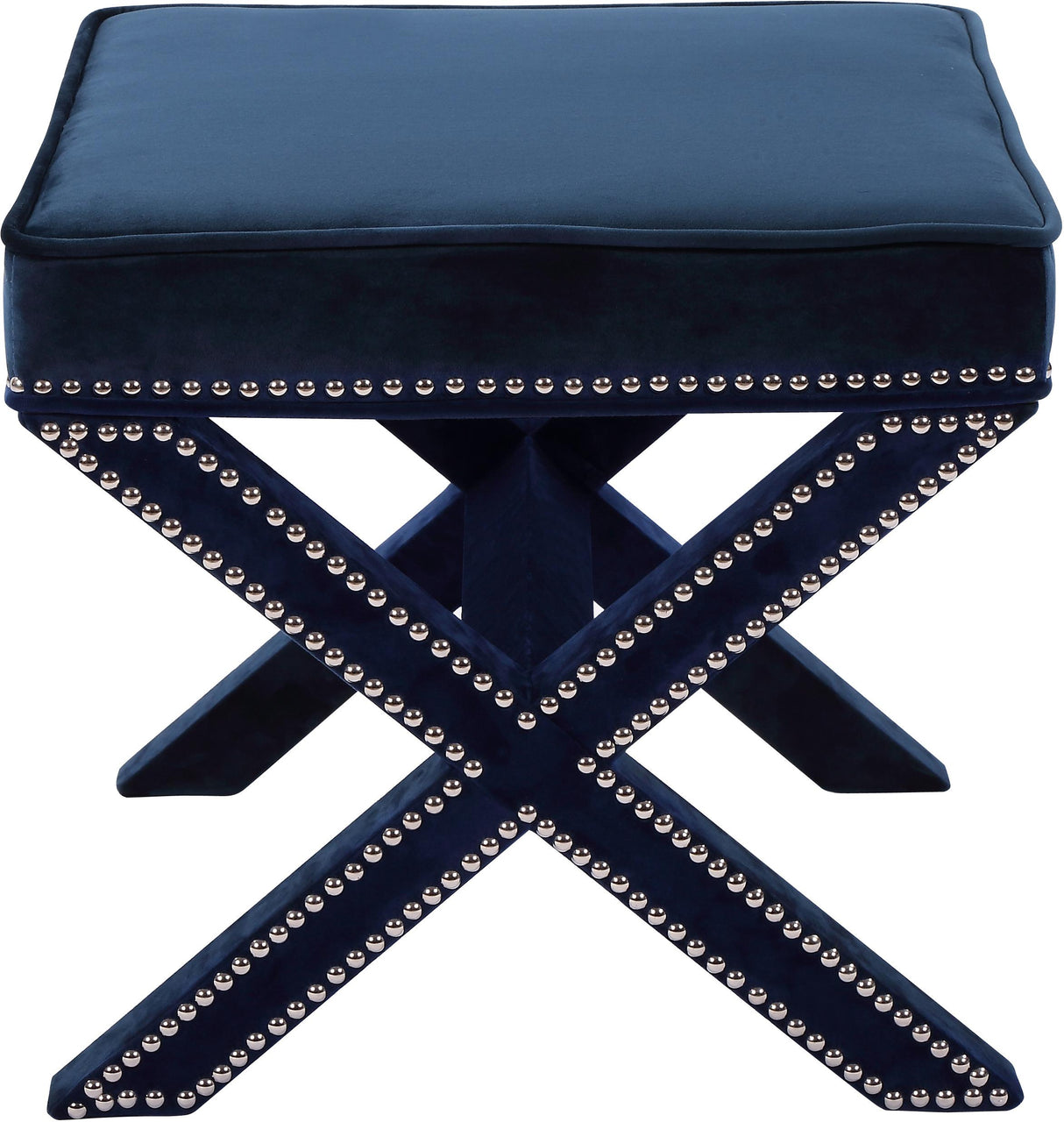 Nixon Navy Velvet Ottoman/Bench - galleria furniture outlet