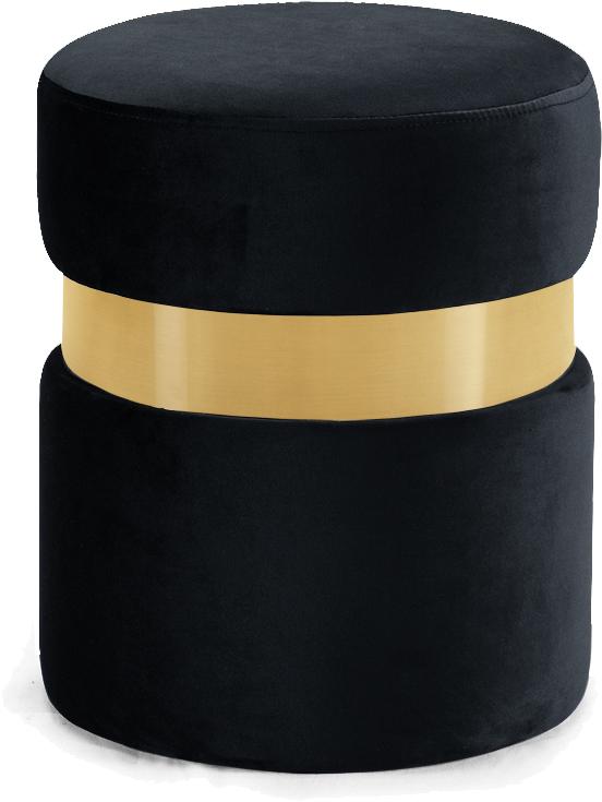 Hailey Black Velvet Ottoman/Stool - galleria furniture outlet