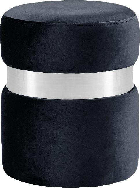 Hailey Black Velvet Ottoman/Stool - galleria furniture outlet