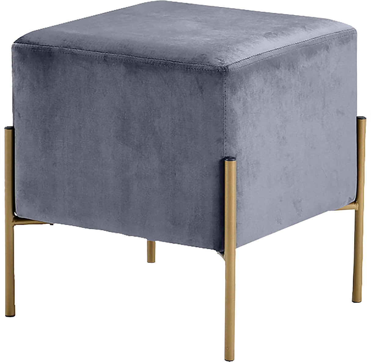 Isla Grey Velvet Ottoman/Stool - galleria furniture outlet