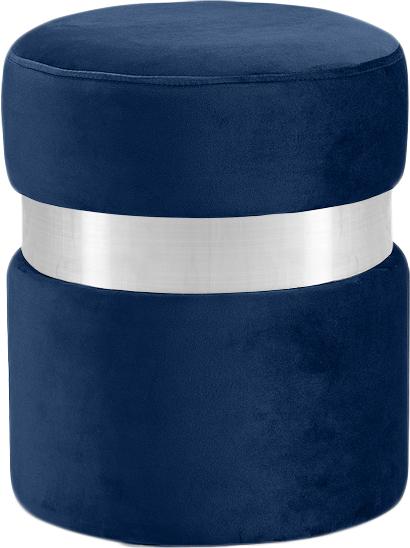 Hailey Navy Velvet Ottoman/Stool - galleria furniture outlet