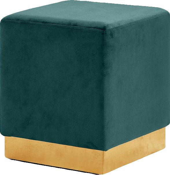 Jax Green Velvet Ottoman/Stool - galleria furniture outlet