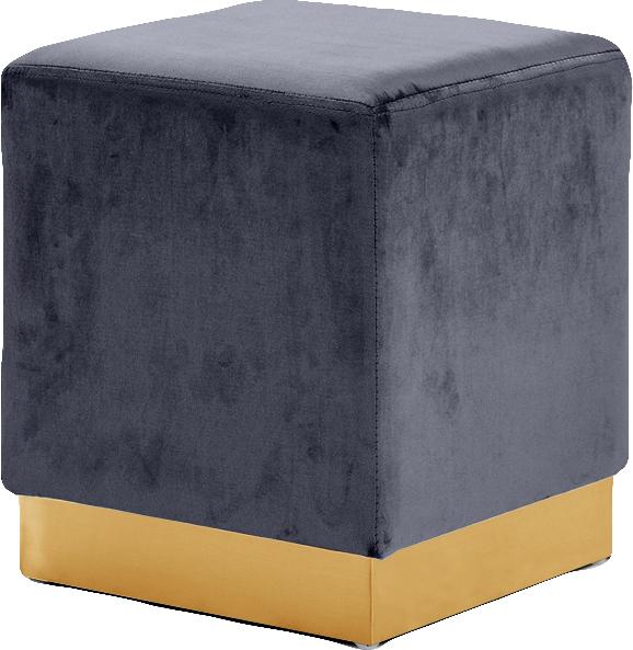 Jax Grey Velvet Ottoman/Stool - galleria furniture outlet