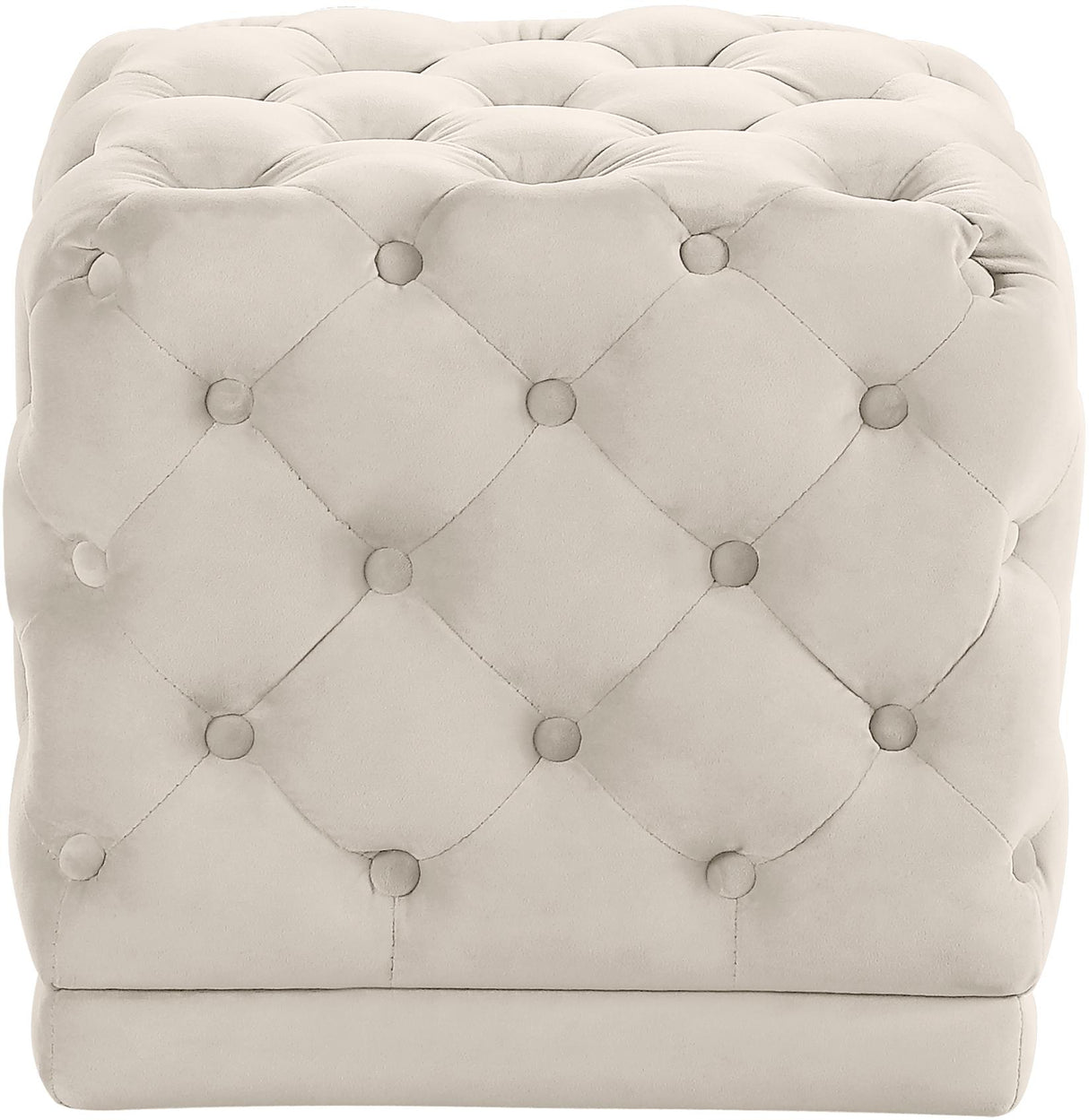 Stella Cream Velvet Ottoman/Stool - galleria furniture outlet