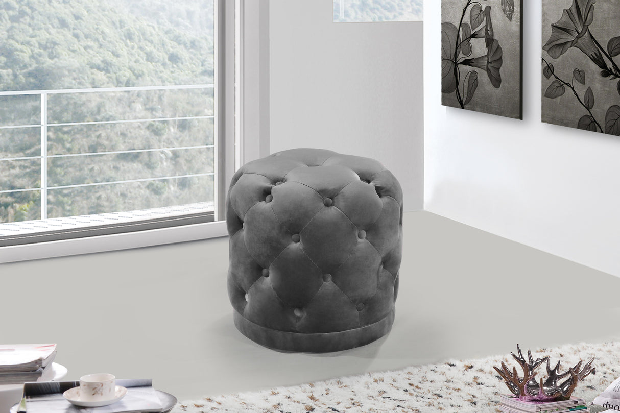 Harper Grey Velvet Ottoman/Stool - galleria furniture outlet