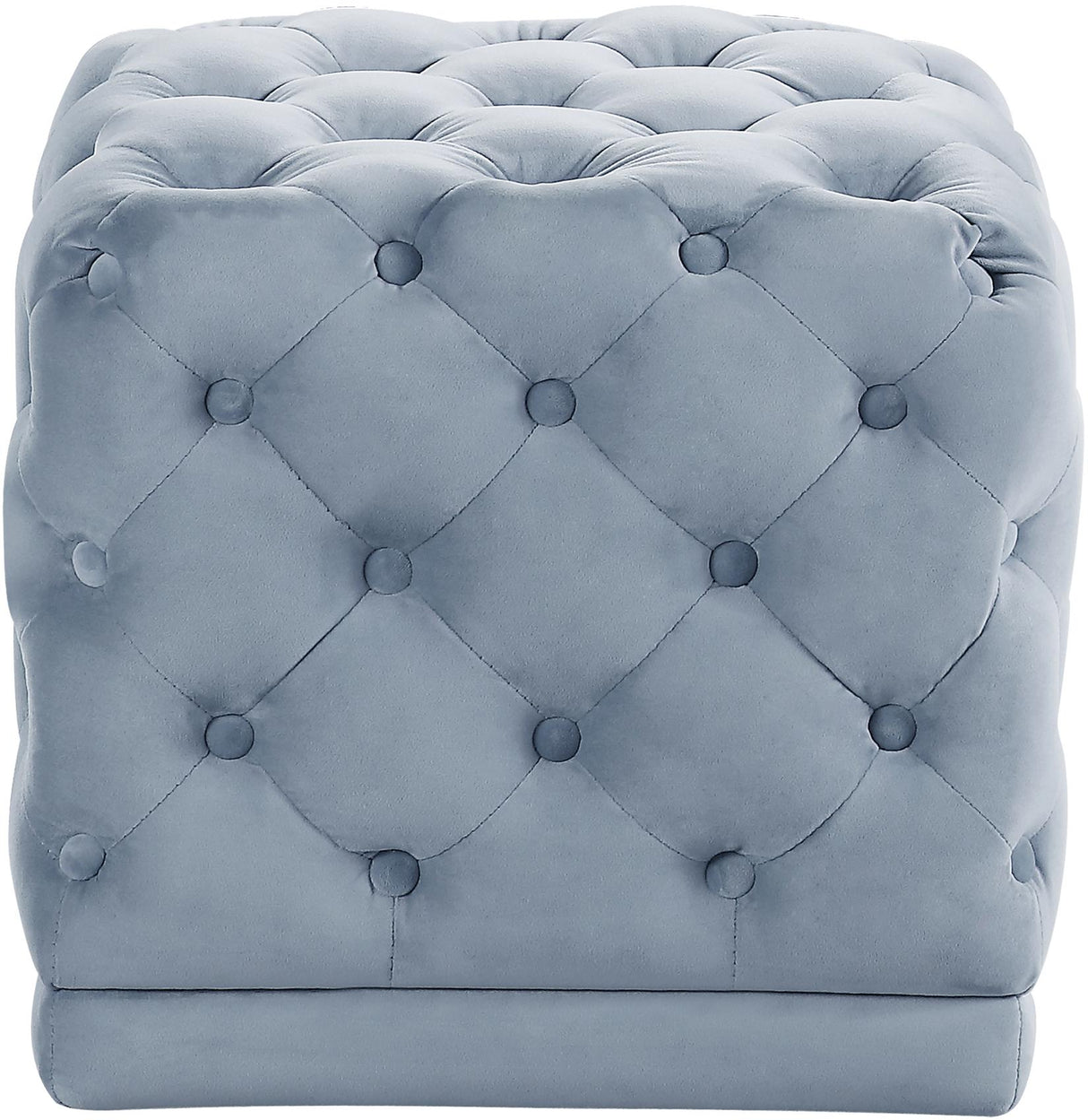 Stella Sky Blue Velvet Ottoman/Stool - galleria furniture outlet