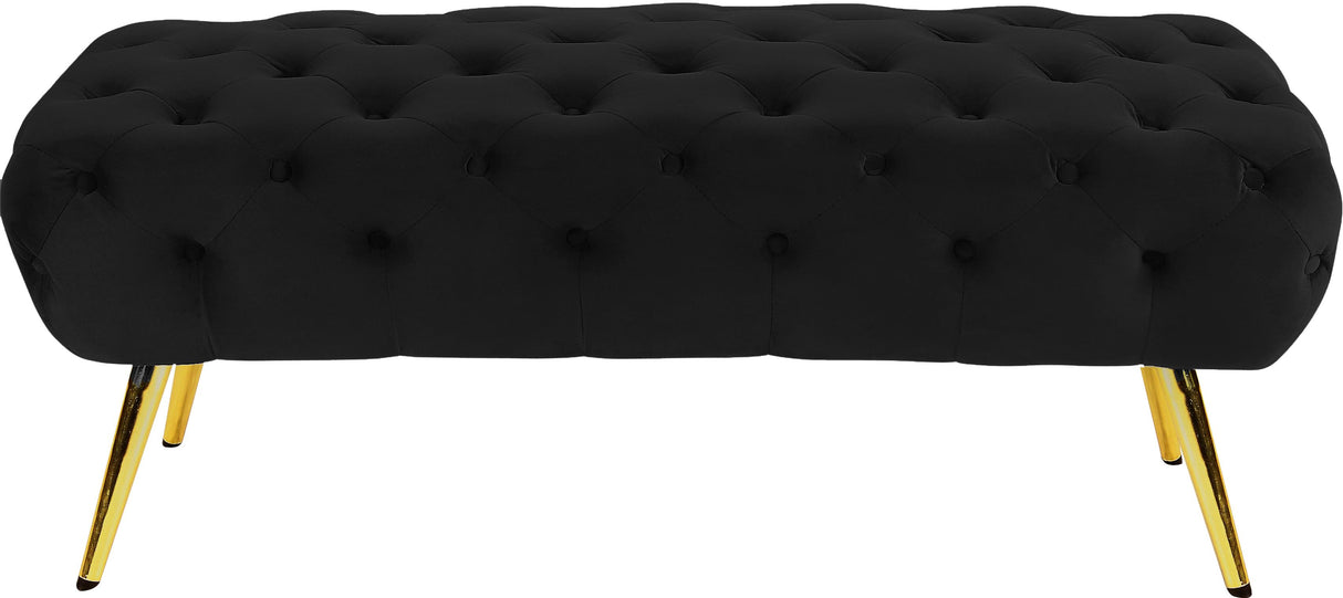 Amara Black Velvet Bench - galleria furniture outlet