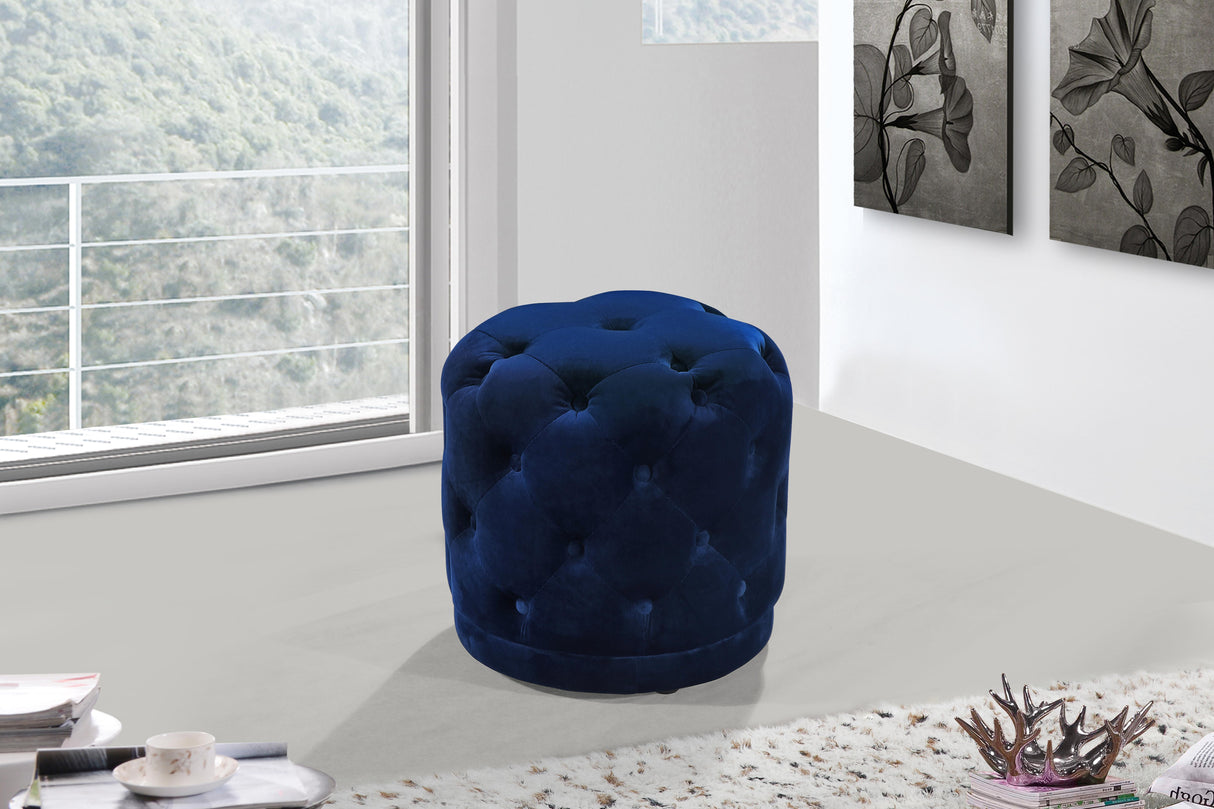 Harper Navy Velvet Ottoman/Stool - galleria furniture outlet