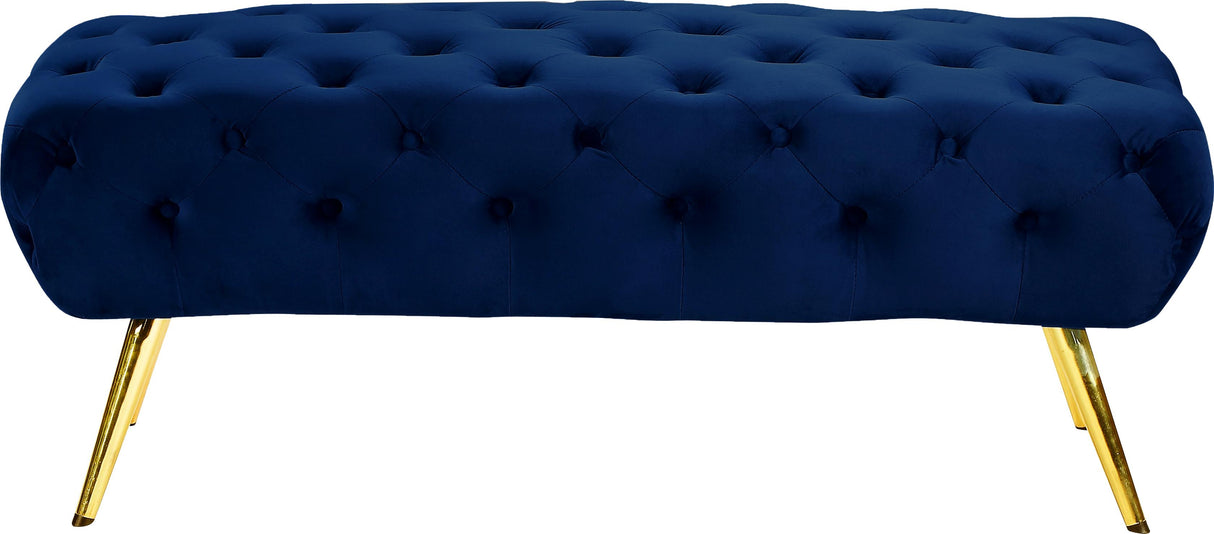 Amara Navy Velvet Bench - galleria furniture outlet