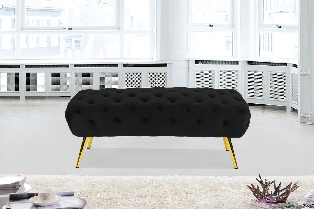Amara Black Velvet Bench - galleria furniture outlet