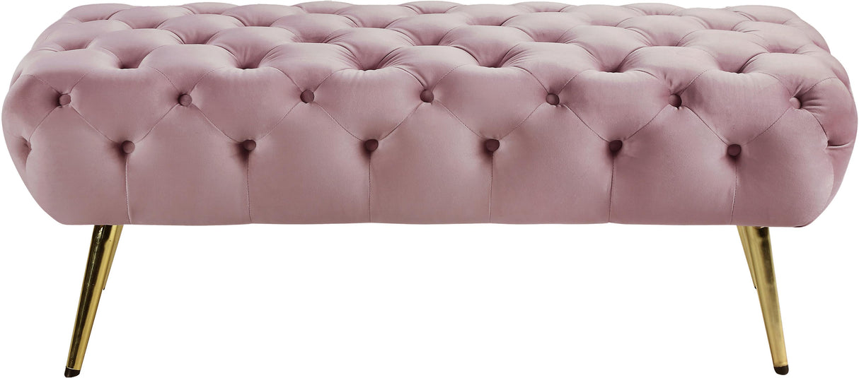 Amara Pink Velvet Bench - galleria furniture outlet