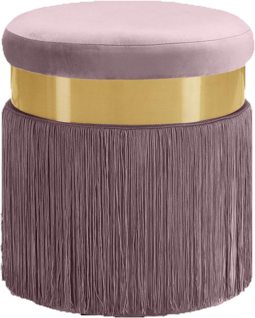Yasmine Pink Velvet Ottoman/Stool - galleria furniture outlet