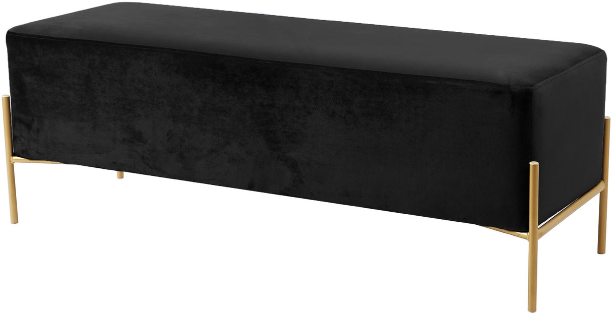 Isla Black Velvet Bench - galleria furniture outlet