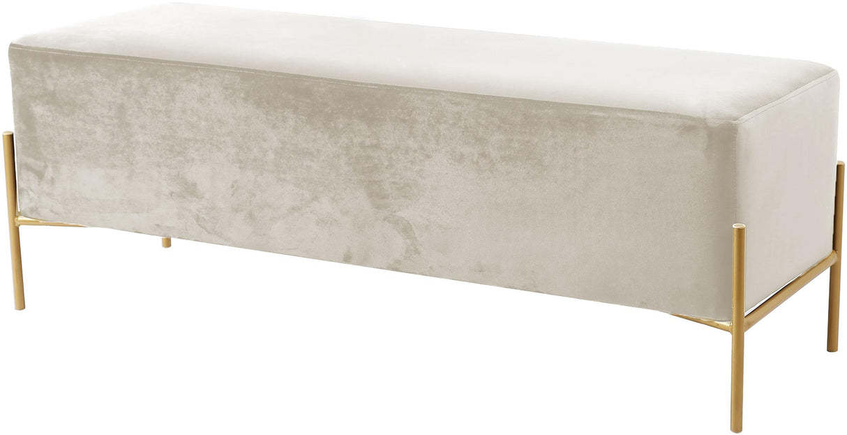 Isla Cream Velvet Bench - galleria furniture outlet