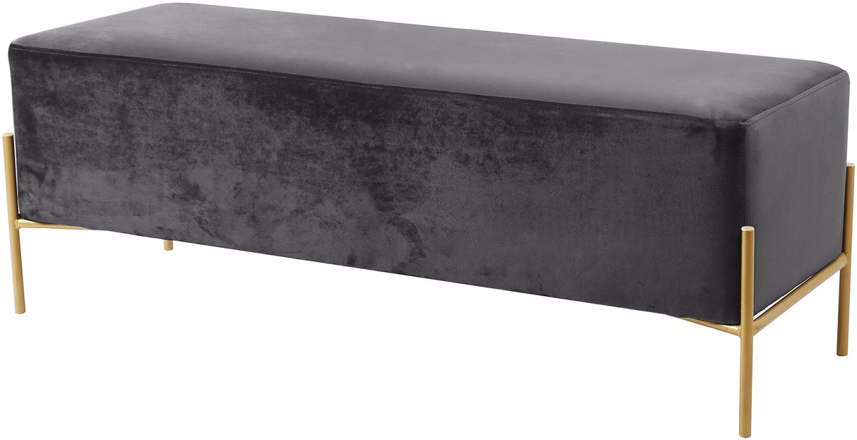 Isla Grey Velvet Bench - galleria furniture outlet