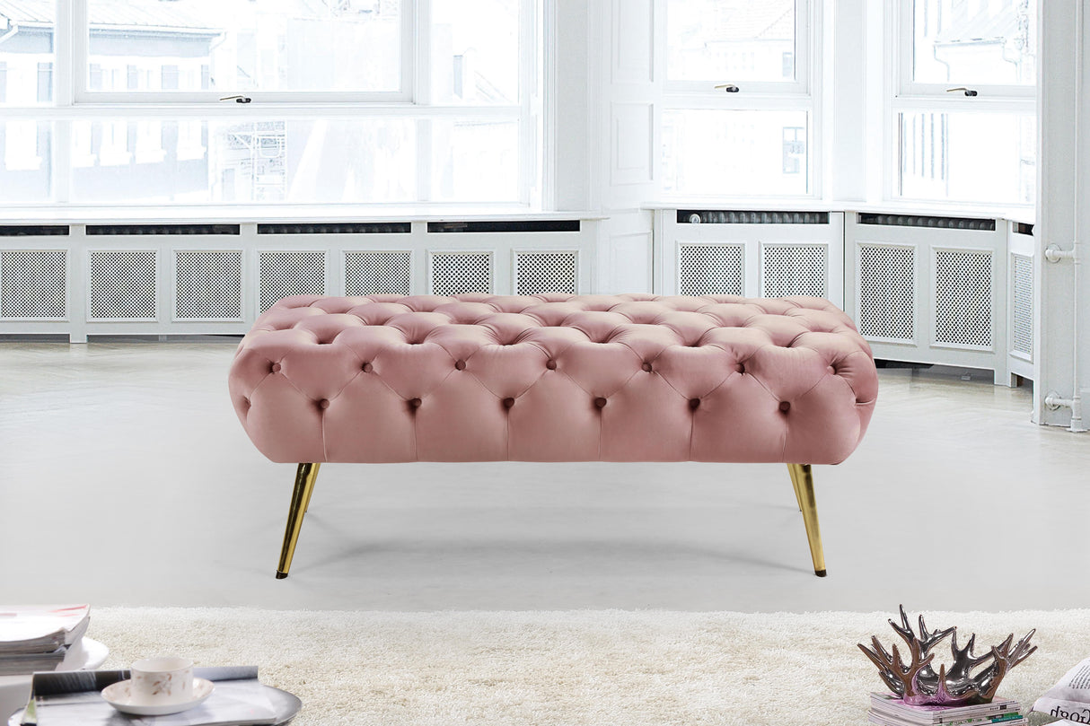 Amara Pink Velvet Bench - galleria furniture outlet