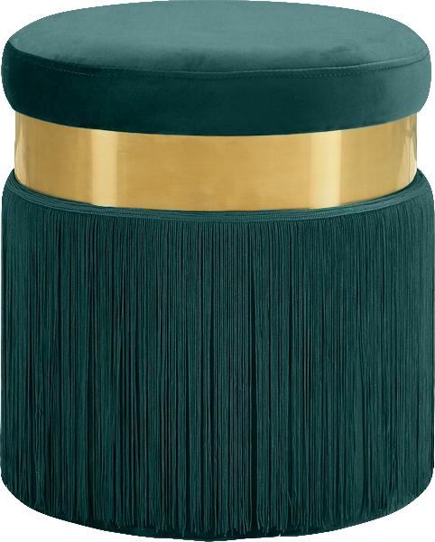 Yasmine Green Velvet Ottoman/Stool - galleria furniture outlet