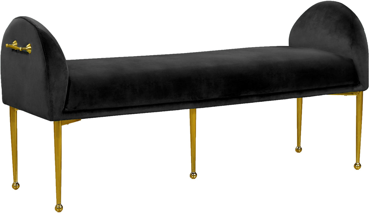 Owen Black Velvet Bench - galleria furniture outlet
