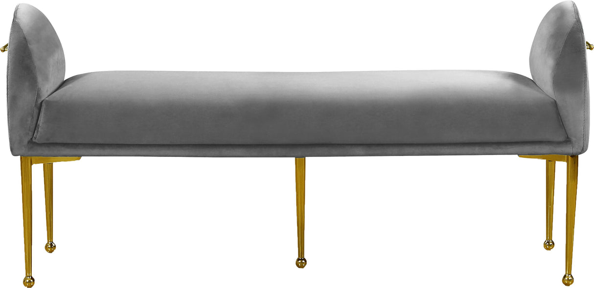 Owen Grey Velvet Bench - galleria furniture outlet