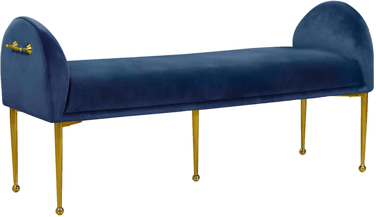 Owen Navy Velvet Bench - galleria furniture outlet