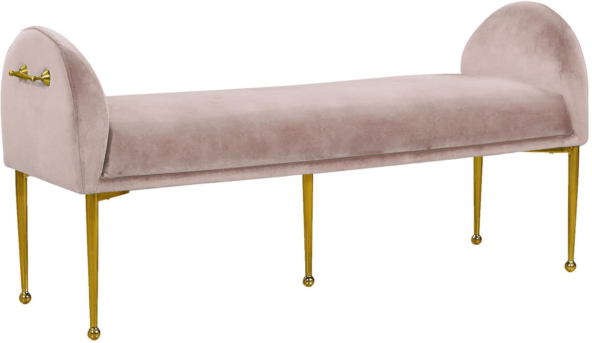 Owen Pink Velvet Bench - galleria furniture outlet