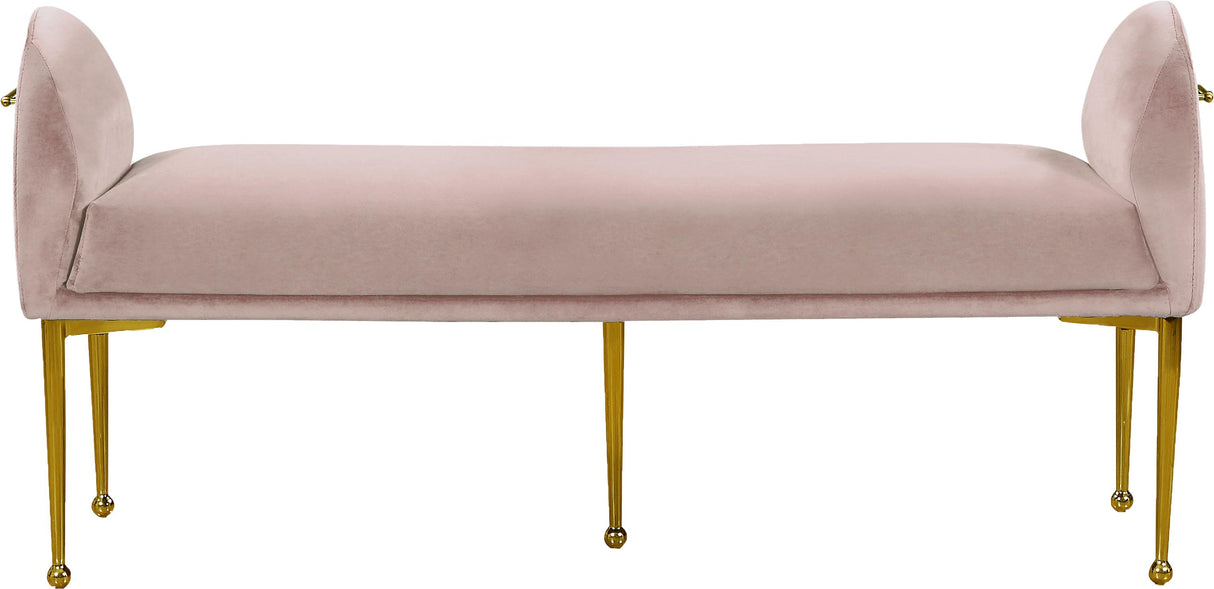 Owen Pink Velvet Bench - galleria furniture outlet